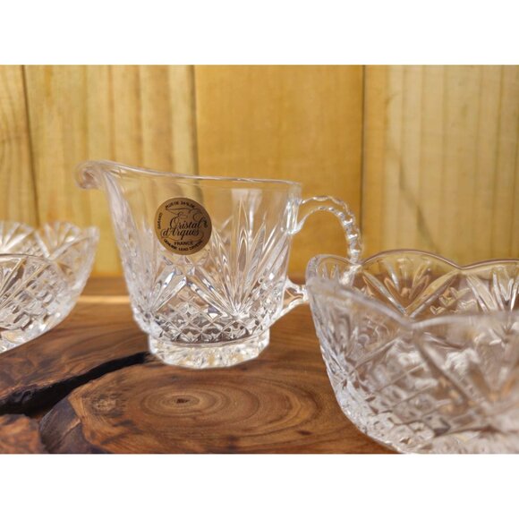 Vintage Godinger Crystal Serving Set With Bowl Creamer & Sugar Dish - Picture 8 of 12